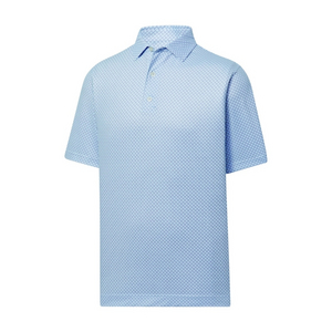 FootJoy Printed Dot GEO Lisle Men's Shirt - White/Light Blue/Navy